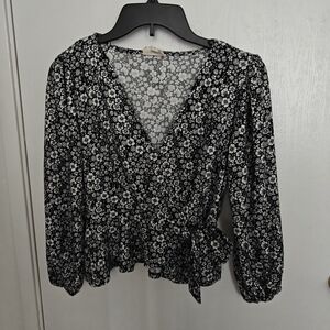 Floral Black and White Women's Top